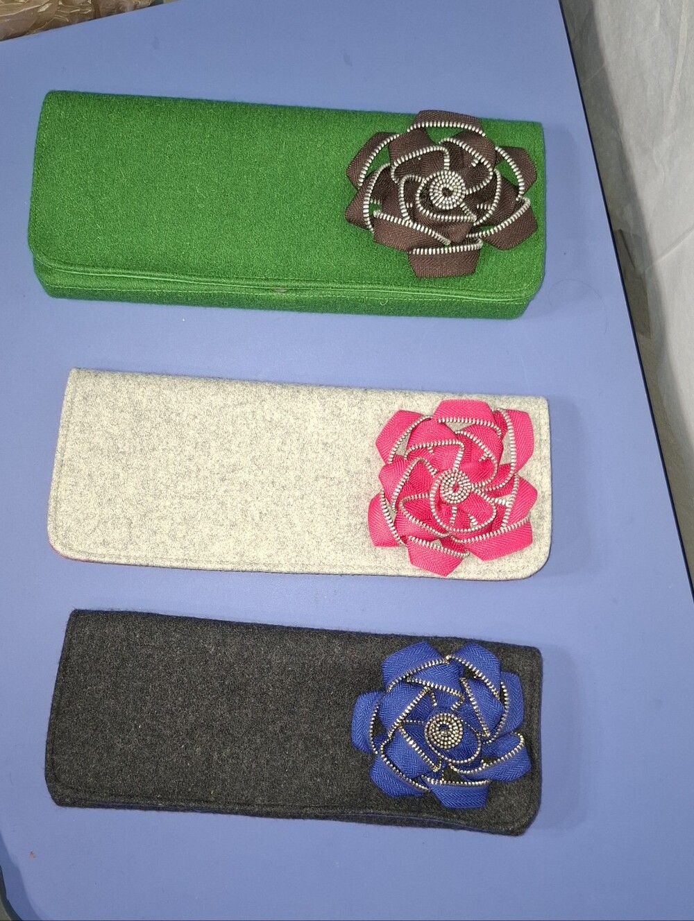 Set Of 3 Rare Shiraleah Clutches With Zipper Rosette - NWT